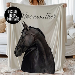 名前入りカスタム馬用ブランケット、馬好きへのギフト、乗馬用装飾品、ユニークな馬用ギフト、カスタム馬用スローブランケット記念品