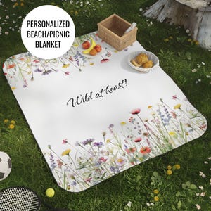 Personalized Wildflower Picnic Blanket: Custom Beach Blanket