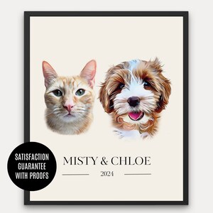 Custom Pet Portraits From Pet Photo Personalized Digital Dog Portraits Cat Portraits Custom Dog Portraits Custom Pet Cartoon Portraits