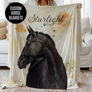 写真を使用したカスタム馬用ブランケット、馬のポートレートブランケット、パーソナライズされた馬用スロー、馬好きへのギフト、馬の室内装飾、馬の飼い主へのギフト
