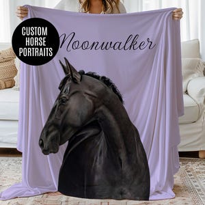 Custom Horse Blanket using Photo, Personalized Blanket, Horse Gift For Girl, Horse Baby Blanket, Gift For Horse Lover, Custom Horse Keepsake