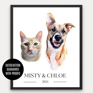 Aangepaste huisdierportretten van huisdierfoto Gepersonaliseerde digitale hondenportretten Kattenportretten Aangepaste hondenportretten Aangepaste huisdiercartoonportretten