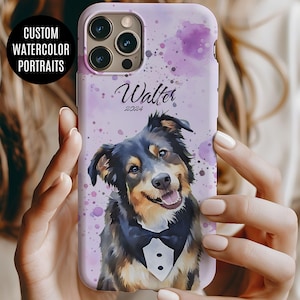 Dog Photo Phone Case, Custom Dog Phone Case, iPhone Samsung Pet Lover Gift, Pet Cat Dog Watercolor Portrait from Photo, Remembrance Gift