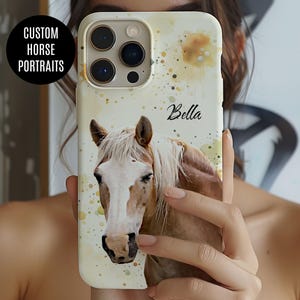 Aangepaste telefoonhoes paard, gepersonaliseerde telefoonhoes paard, aangepaste telefoonhoes van foto, cadeau paardenliefhebber, portret paard, iPhone Samsung-hoesje