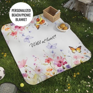 Personalized Wildflower Picnic Blanket: Custom Beach Blanket