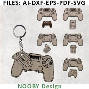 Father's Day - Keychain - Gaming - Lasercut File - Keychain - SVG File - Instant Download - Controller - Gaming - Fathersday - Keyring
