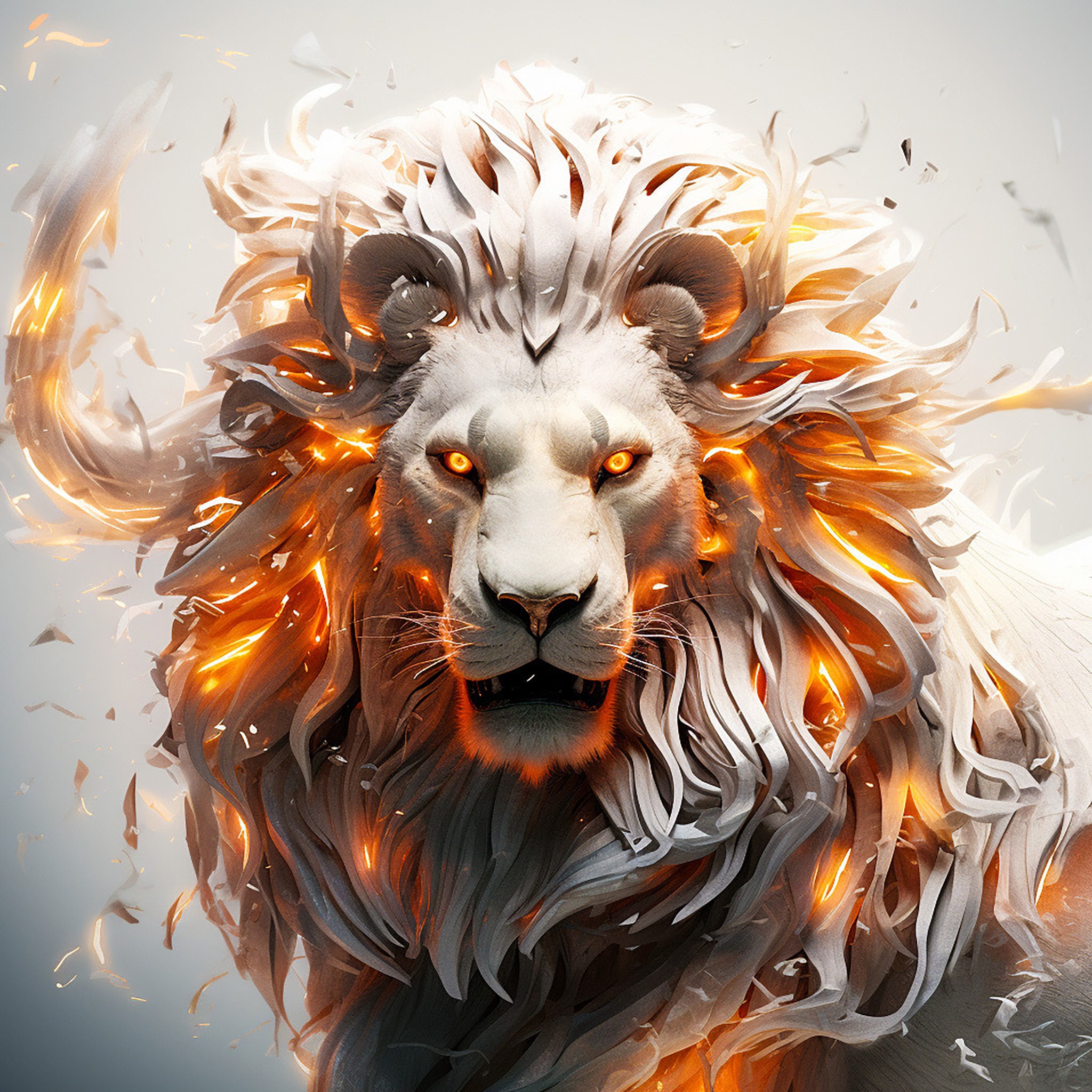 Fearless Fire Lion Download, Lion Instant Downloadable Wallpaper