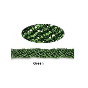 Green Silver Lined 11/0 Rocaille Seed Beads Square Hole - Sold By 1 Hank