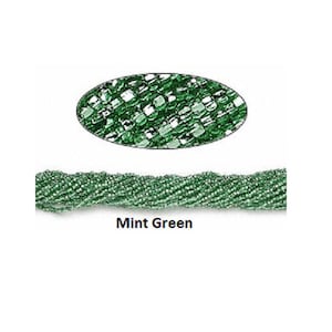 Mint Green Silver Lined 11/0 Rocaille Seed Beads Square Hole - Sold By 1 Hank