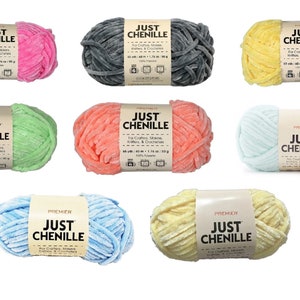 Premier Just Chenille Yarn - Sold per Pack of 3 Skeins in your choice of color - 65 yards per skein - 8 colors available