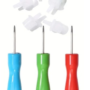 Needle Tool Blockage Remover for Craft Bottles - Great for Paint Glue Epoxy etc - 3 Colors - Sold per set of 1 Remover and 5 Bottle Caps