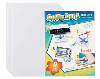 White Inkjet Printable Shrink Film for Arts and Craft - 12 Sheets 8.5 x 11 Inches