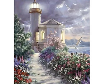 Lighthouse by the Sea - DIY Paint by Number - 50x40cm - 16 x 20 inch