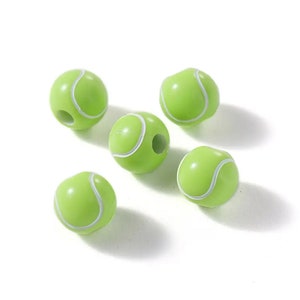 Tennis Balls 30 pieces Round Acrylic Beads - Sport Beads