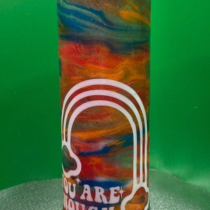 You Are Enough Tumbler Rainbow Insulated Cold Hot Drink Affirmation Cup