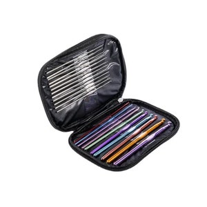 Crochet Hooks 22 piece set - Stainless Steel and Aluminum Alloy Crochet Hooks For Knitting Crafts - With Black Case