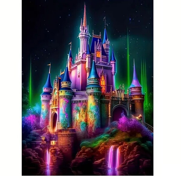 Bright Castle in the Sky - DIY Artificial Diamond Painting Kit - 5D Mosaic Diamond Painting 20x30cm/12x8 inches overall