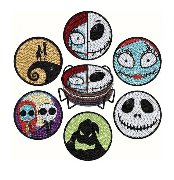 6 Coasters Nightmare Before Christmas - DIY Round 5D
