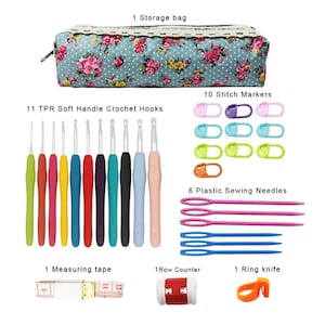 Crochet Hooks Kit With Ergonomic Hook Sizes - 30 pieces with Case - Crochet Supplies