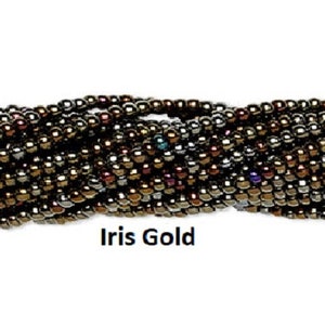 Gold Iris Seed Beads 11/0 Rocaille Seed Beads - Sold By 1 Hank
