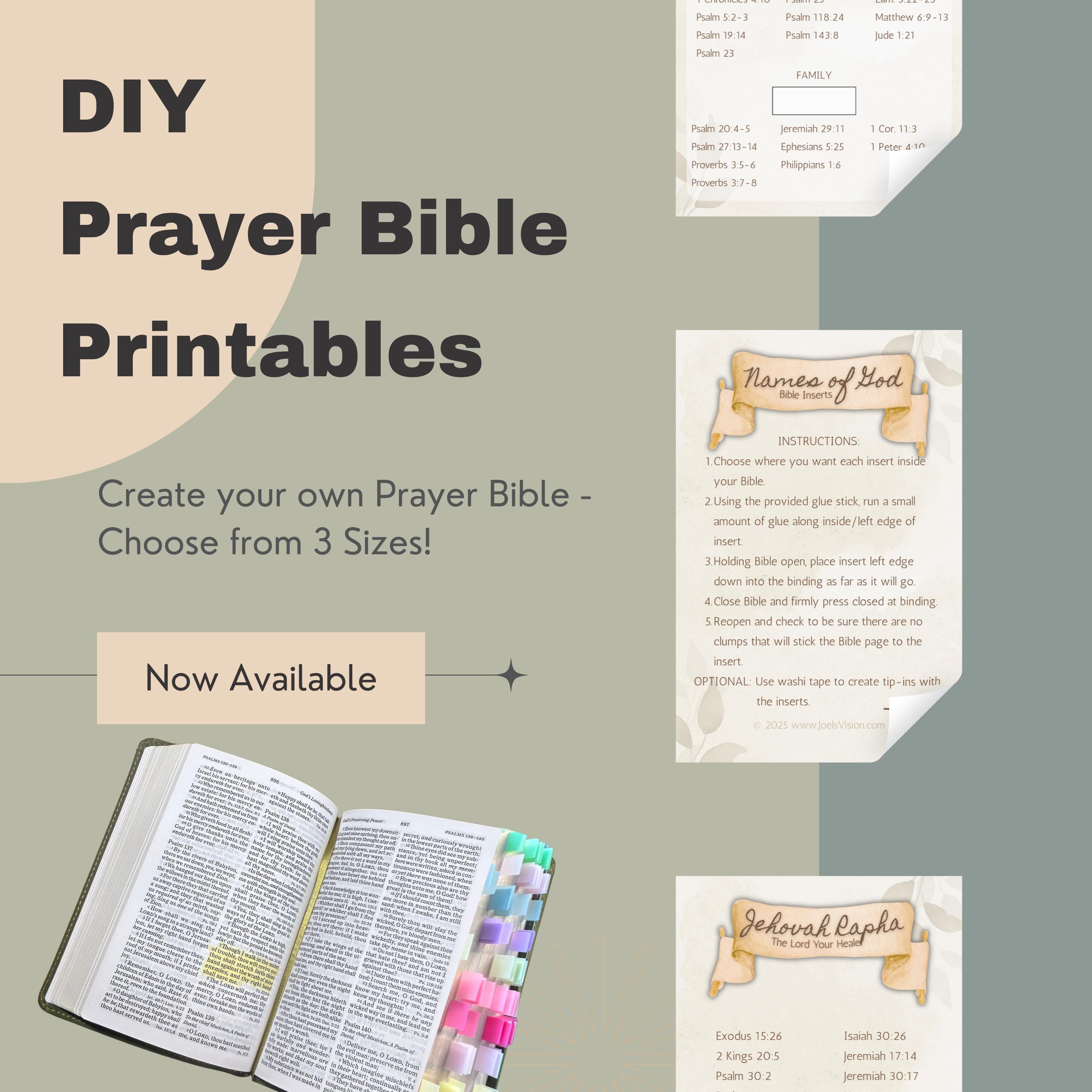 Prayer Bible Printables | DIY Inserts, Verse Lists & Color Key (digital ...