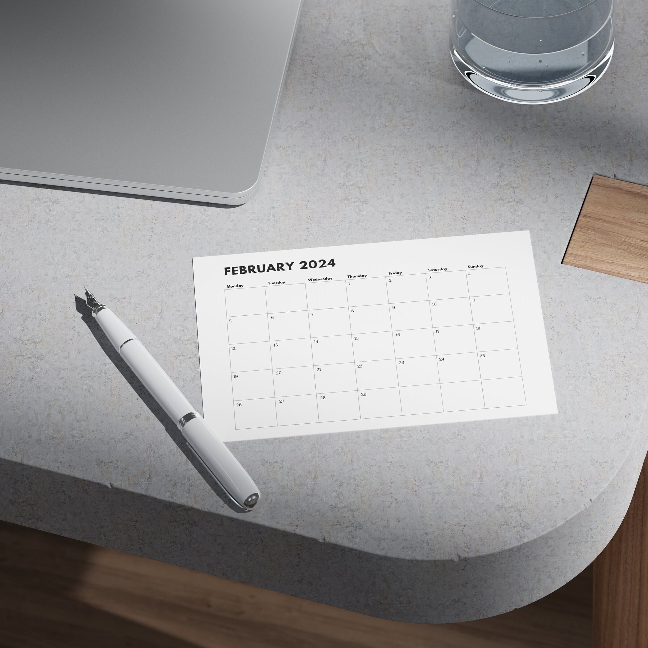 2024 Calendar 2024 Monthly Planner Print at Home Calendar 2024 Elegant ...