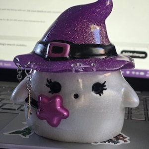 Misfit Witchy Ghost Storage Jar | Imperfect Epoxy Decor | Spooky Trinket Container