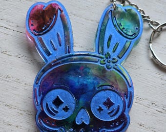 Skull Bunny Keychain | Cute Spooky Bunny Charm | Animal Keychain | Handmade Cute Accessory | Gift for Bunny Lovers