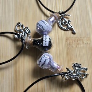 Dream Potion Necklace | Sweet Dreams & Nightmare Bottles | Sleep Aesthetic Jewelry | Magical Charm Necklace | Handmade Pendant