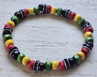 Small Wooden Bead Bracelet | Minimalist Stackable Jewelry | Lightweight Everyday Wear