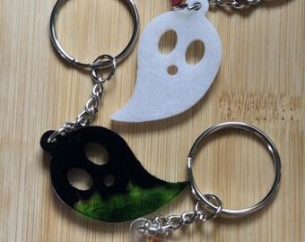 Ghost Keychain | Spooky Cute Ghost Buddy Charm | Kawaii Halloween Keychain | Resin Bag Charm | Handmade Cute Accessory