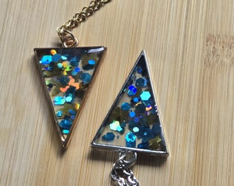 Butterfly Pendant Necklace | Resin Glitter Butterfly Jewelry | Cute Aesthetic Necklace | Fairycore Jewelry | Handmade Gift for Her
