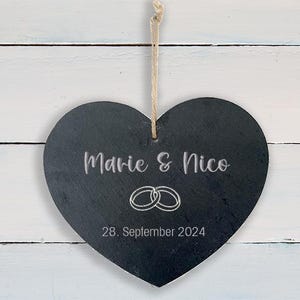 Engraved slate heart slate sign heart sign wedding gift grave decoration
