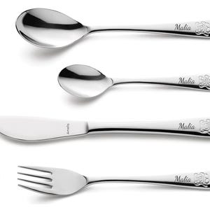 4-piece teddy bear cutlery, children&#39;s cutlery, cutlery, engraved, personalized
