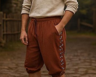 Mittelalterliche Herren Shorts Hose, Renaissance Fair Wikinger Hose, LARP Cosplay Kostüm Hose, Historische Fantasy Hose, Ritter Pirat Hose