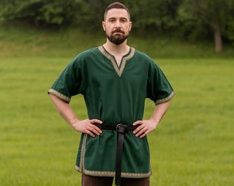 Renaissance Ritter Krieger Tunika, Mittelalterliche Wikinger Herren Tunika, Ren Faire Larp Tunika, Vintage Piraten Cosplay Kostüm, Retro Ästhetische Tunika