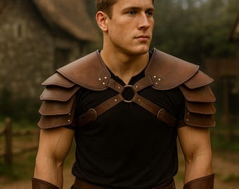 Medieval Shoulder Armor | Renaissance Fair Men's Armor | LARP PU Leather Armor | Knight Warrior Fantasy Armor | Ren Faire Cosplay Costume