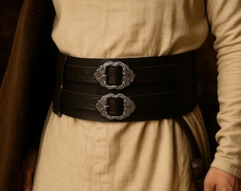 Medieval Waist Men Belt | Viking Renaissance Faire Belt | PU Leather Steampunk Waist Belt | LARP Pirate Costume Fantasy Belt