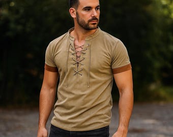 Chemise Viking Renaissance pour homme, chemise GN médiévale cosplay, chemise esthétique vintage, chemise Ren Faire Festival, chemise rétro chevalier pirate