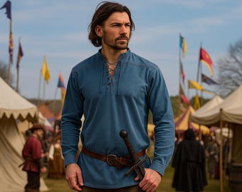 Medieval Renaissance Tunic | Viking Men’s Ren Faire Shirt | Pirate Cosplay Top | Vintage Cotton LARP Tunic | Knight Costume Shirt