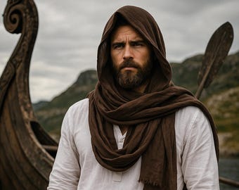 Écharpe à capuche médiévale viking, écharpe de GN pour hommes, écharpe fantastique de la Renaissance, écharpe historique de chevalier, déguisement de pirate