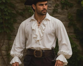 Ensemble tunique et pantalon vikings médiévaux Ren Faire | Déguisement de cosplay Renaissance pour homme | Ensemble chemise steampunk et sarouel médiéval
