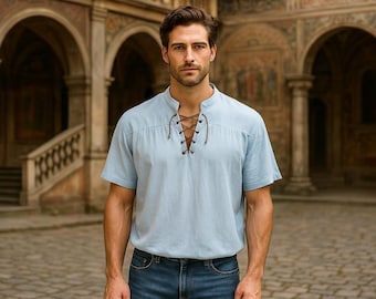 Tunique GN Renaissance pour homme, tunique viking médiévale, chemise vintage Ren Faire, costume cosplay chevalier pirate, chemise guerrier reconstitution