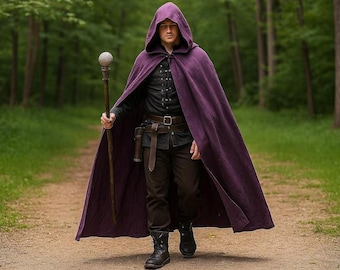 Cape médiévale de GN avec capuche, cape de fête de la Renaissance, costume de pirate pour la foire de Ren, cape de sorcier viking, tenue vintage fantastique