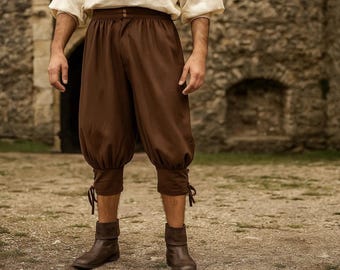 Mittelalterliche Renaissance Herrenhose - Larp kurze Hose - Pirat Cosplay Kostüm - Reenactment Hose für Herren