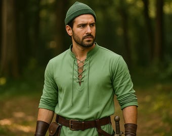 Tunique médiévale viking pour homme, tunique Renaissance chevalier GN, costume de cosplay pirate Ren Faire, chemise rétro reconstitution, chemise fantaisie vintage