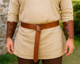 Medieval PU Leather Belt | Viking Pirate Cosplay Waist Belt | Renaissance Faire Gothic LARP Belt | Vintage Black & Brown Costume Belt