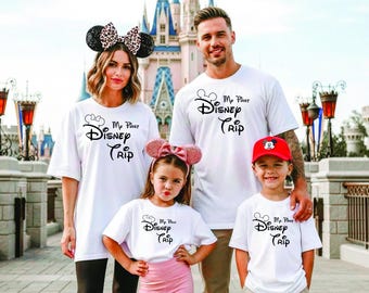 Personalised 2026 Disney 'My First Disney Trip' Matching T-shirts Disneyland / Disneyworld / Disney Paris Holiday in various colours