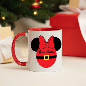 Personalised Santa Minnie Mouse Novelty Christmas Mug | Choice of mug colours available | Fast Despatch | Disney Gift