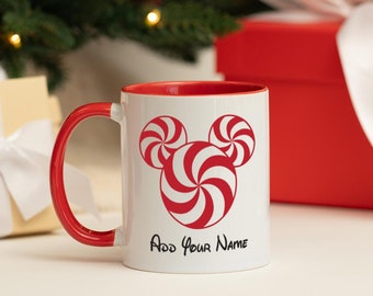 Gepersonaliseerde Mickey Mouse Candy Design Nieuwigheid Kerstmok | Koffiemok | Keuze uit beschikbare mokkleuren | Snelle verzending | Disney-cadeau